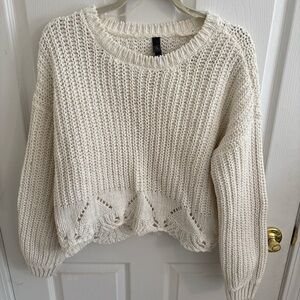 Alya Cream Knit Crew Neck Sweater